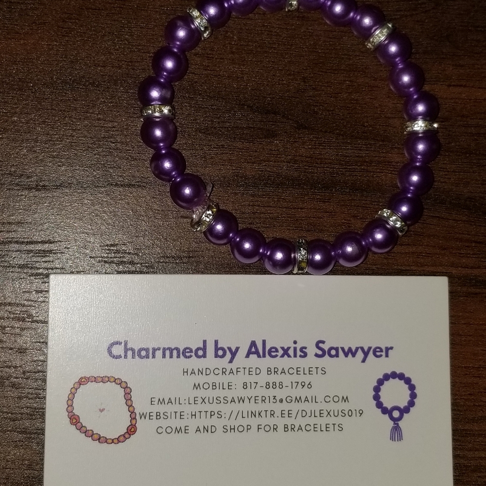 Pearl bead bracelet 8mm (purple)